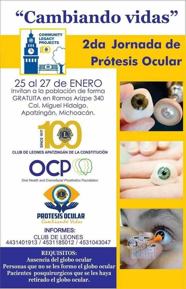 Del 25 al 27 de enero 2ª Campaña de Prótesis Ocular del Club de Leones  Apatzingán de la Constitución - Información para Servir... con Manuel  González