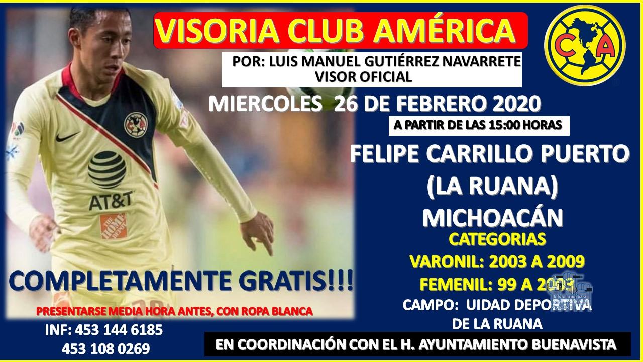 El 26 de febrero visorias del club américa en la Ruana - Información para  Servir... con Manuel González